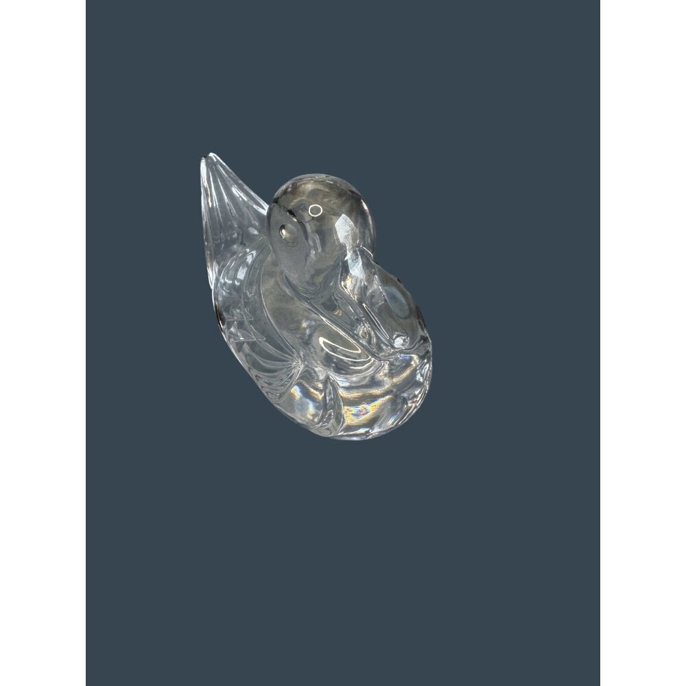Waterford Crystal Duck Paperweight Cut Crystal Bird Figurine 4" x 2 1/2" No Bo - Picture 6 of 7